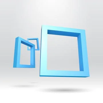 Three blue rectangular 3D frames Stock Illustration