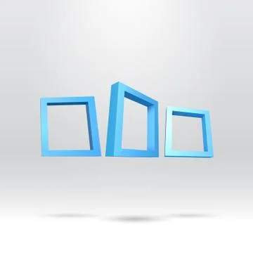 Three blue rectangular 3D frames Stock Illustration