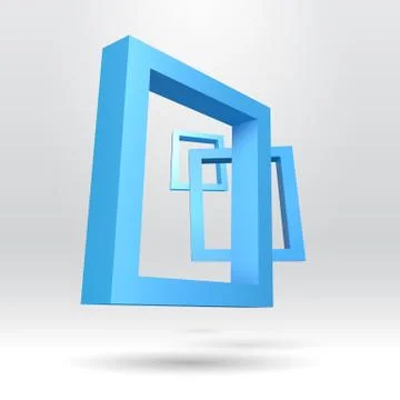 Three blue rectangular 3D frames Illustrazione stock