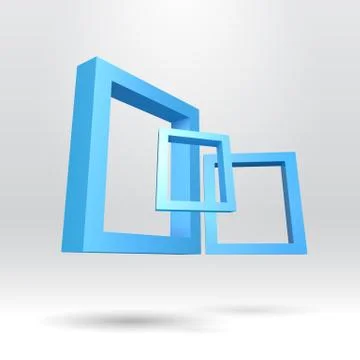 Three blue rectangular 3D frames 스톡 일러스트