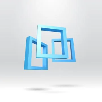 Three blue rectangular 3D frames Stock Illustration