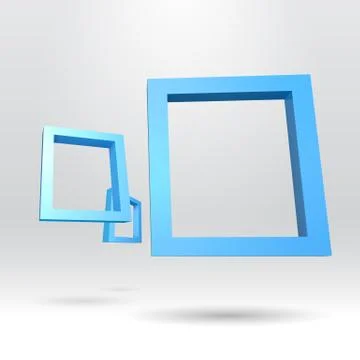 Three blue rectangular 3D frames Stock Illustration