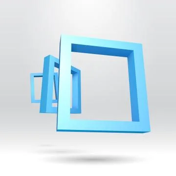 Three blue rectangular 3D frames Stock Illustration