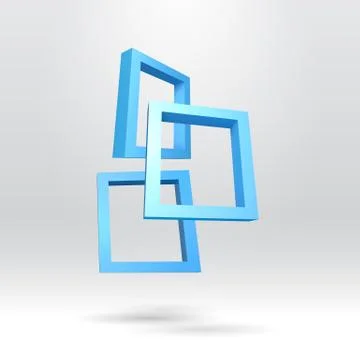 Three blue rectangular 3D frames Stock Illustration