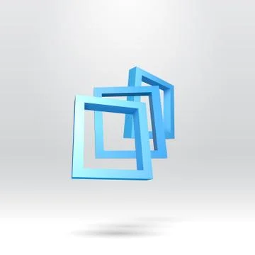 Three blue rectangular 3D frames Stock Illustration