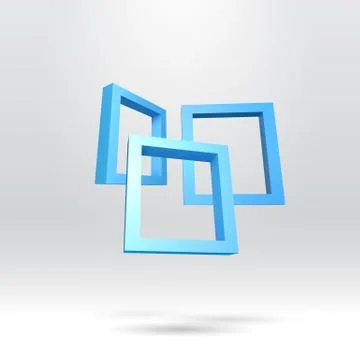 Three blue rectangular 3D frames 스톡 일러스트