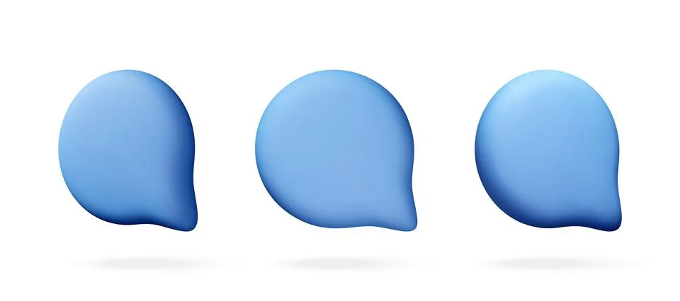 Three blue speech bubbles in 3d style. Illustrazione stock