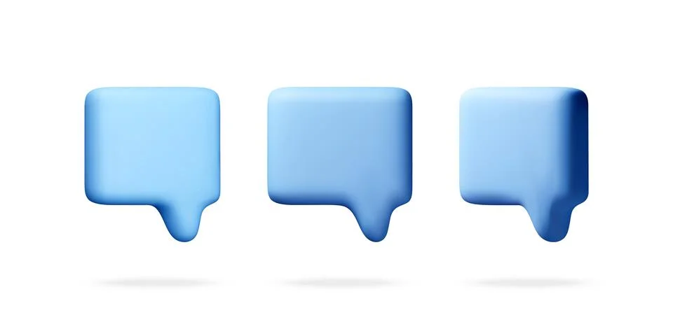 Three blue speech bubbles in 3D style. Illustrazione stock