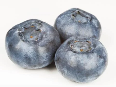 Three blueberries closeup Stock Photos