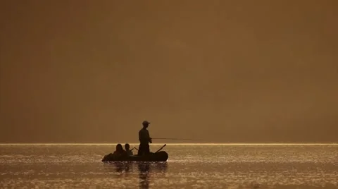 Three in a boat Stock Footage 41296404