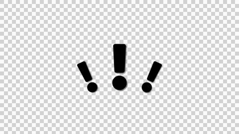 Three bold black exclamation marks on transparent background Stockillustratie