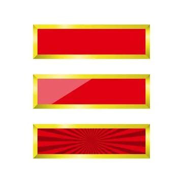 Three bold rectangular banner templates with shiny gold frames, vivid red b.. 스톡 일러스트