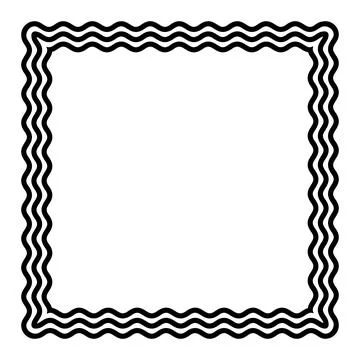 Three bold wavy lines forming a black square shaped frame Stock Illustration