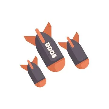 Three bombs falling representing ddos attack concept Stock-Illustration
