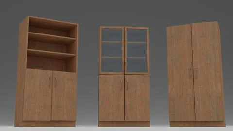 Three bookcase with white screen Stock Illustration