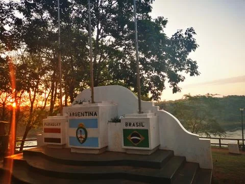 Three borders at sunset Foto stock