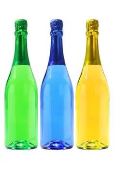 Three bottles of carbonated drinks Stock Photos
