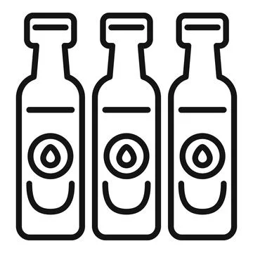 Three bottles containing essential oil with drop logo for aromatherapy Stock Illustration