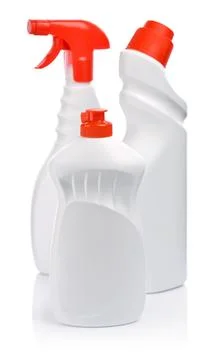 Three bottles with red elements 스톡 사진