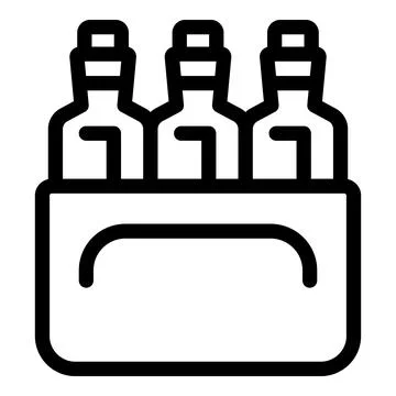 Three bottles standing in a box with handle for delivery Illustration