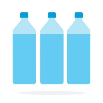 Three bottles of water flat isolated Illustrazione stock