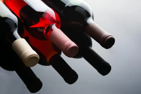 Three bottles with wine Stock Photos