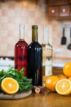 Three bottles of wine Foto stock