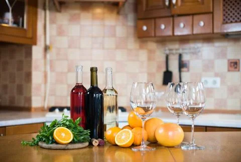Three bottles of wine Foto stock