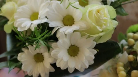 Three Bouquets of Wedding Flowers Stock Footage 76538220