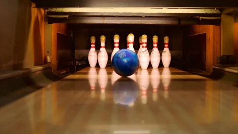 Three bowling pins on the lane Stock Footage 81190182