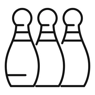 Three bowling pins standing up for strike in bowling game Illustration