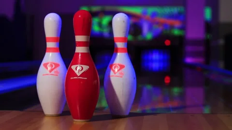 Three bowling skittles Stock Footage 32325720