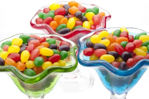 Three bowls of candy Stock Photos