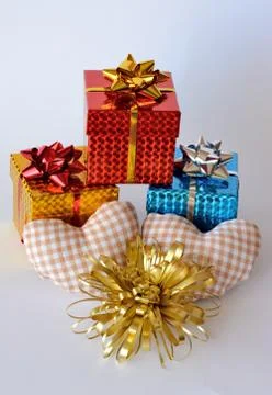 Three boxes of bright color Stock Photos