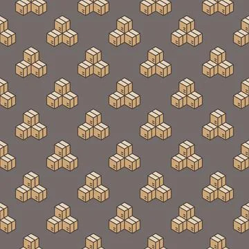 Three Boxes creative seamless pattern - vector Logistics concept background Illustrazione stock