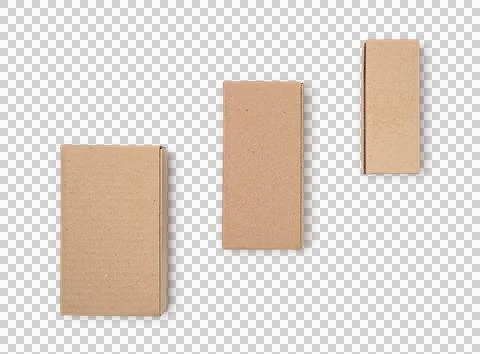 Three boxes of flat lay with shadows isolated Stock Photos
