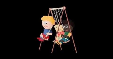 Three boys on a Swing collage Stock Footage 84674843