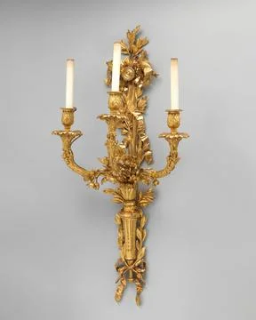 Three-branch wall light (one of a pair) (bras de lumire) ca. 1785 French, P.. Stock Photos
