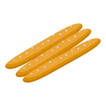 Three breadsticks lying next to each other Stock Illustration