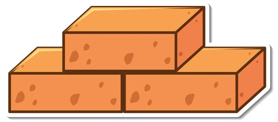 Three brick blocks sticker on white background イラスト素材