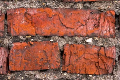 Three bricks in old wall Stock Photos