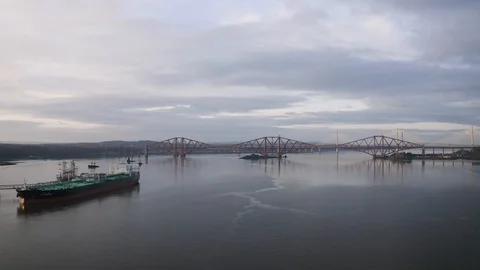Three bridges, Forth railway Bridge, Forth Road Bridge and Queensferry Crossi Video stock 100638635