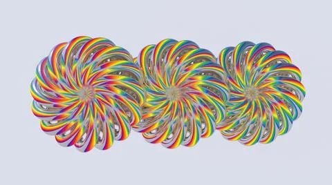Three bright abstract circle shapes. 3d render. Stock Illustration