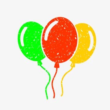 Three bright balloons, sprinkled with fine white crumbs Stock Illustration