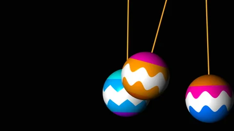 Three bright christmas balls swing in space, 3d render background, computer Video stock 95302653