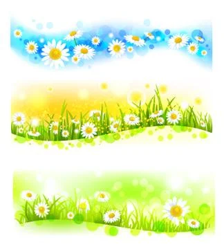 Three bright flower banners Stock Illustration