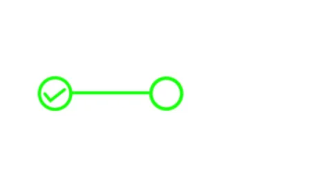 Three bright green checkmarks appear connected circles clean progress timeline. Stock Footage 340574922