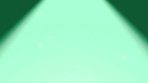 Three bright mint green stage spotlights shining downwards on a dark background Stock Footage 338995187