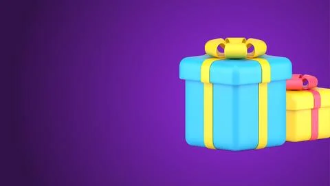 Three bright rectangle and cube wrapped festive gift boxes for celebrating Va 스톡 일러스트