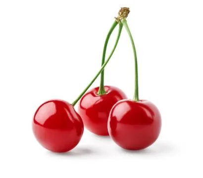 Three bright red cherries Stock Photos